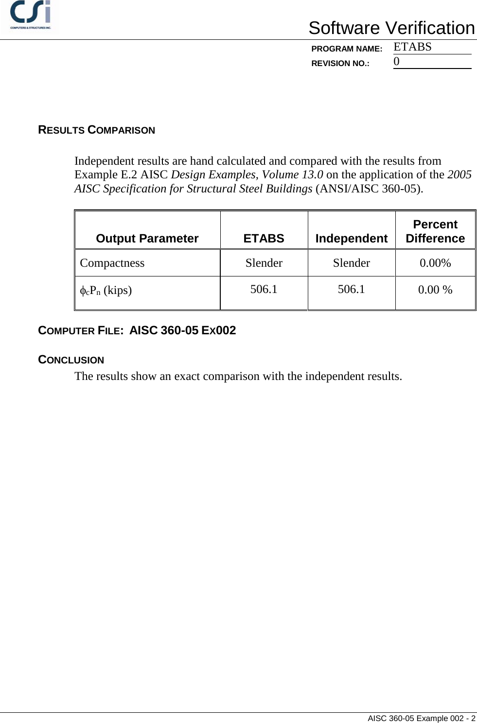 Page 2 of 6 - Contents AISC 360-05 Example 002
