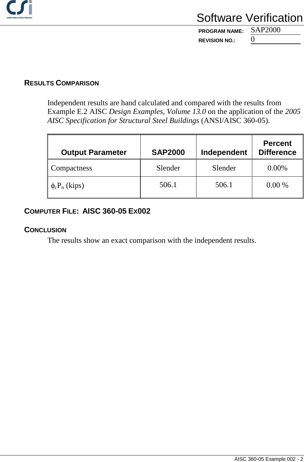 Page 2 of 6 - Contents AISC 360-05 Example 002