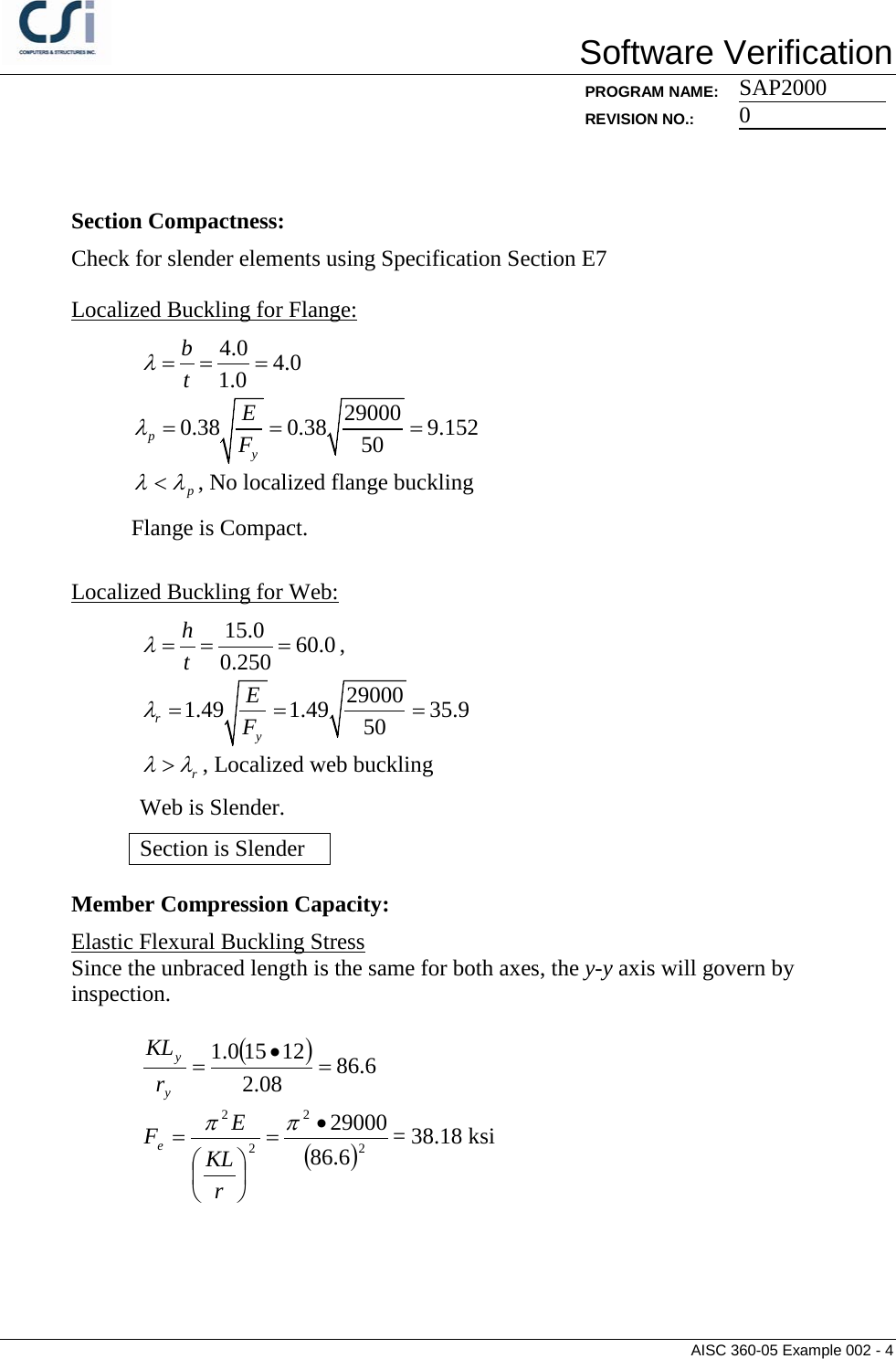 Page 4 of 6 - Contents AISC 360-05 Example 002