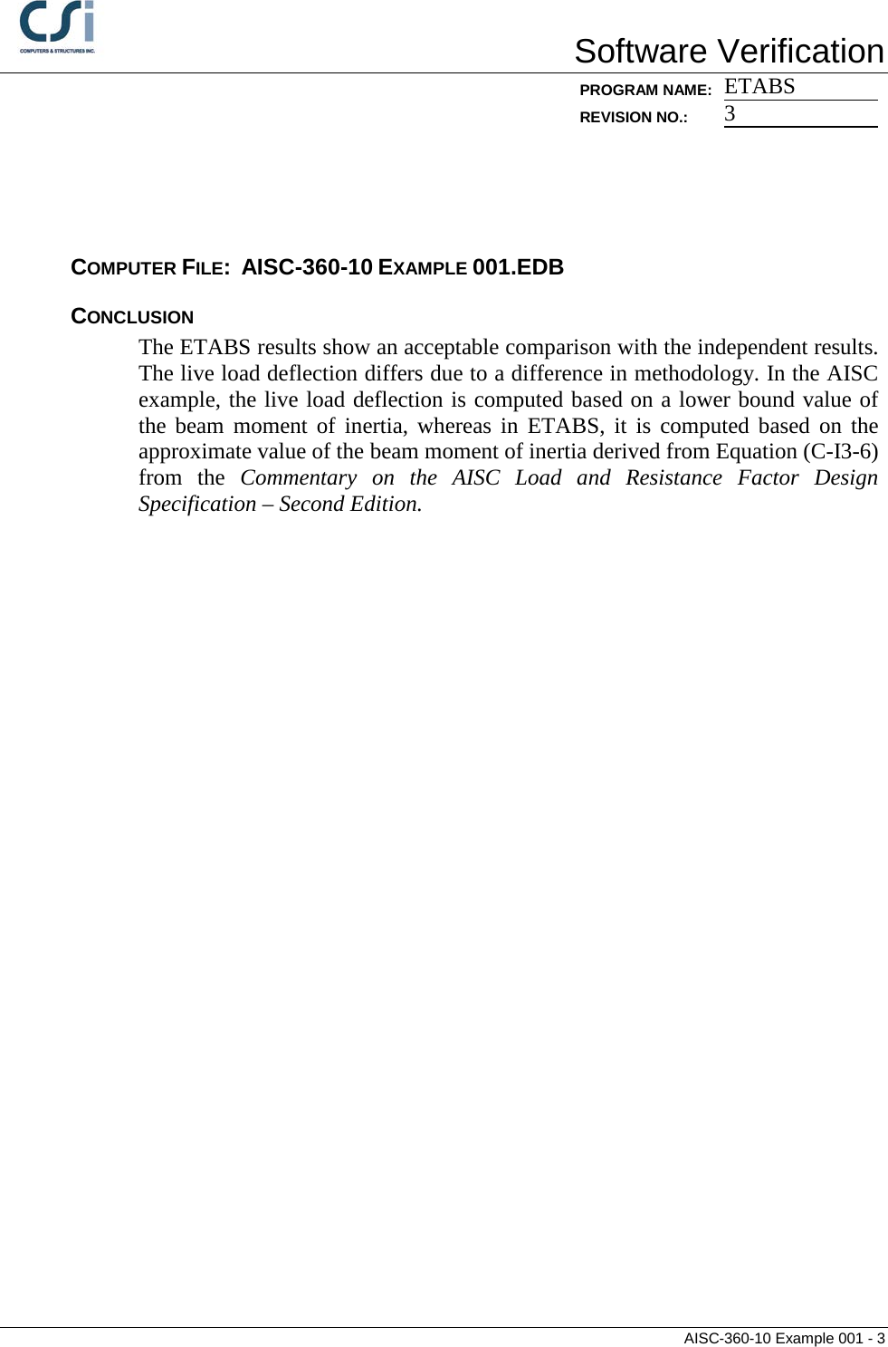 Page 3 of 9 - Contents AISC-360-10 Example 001