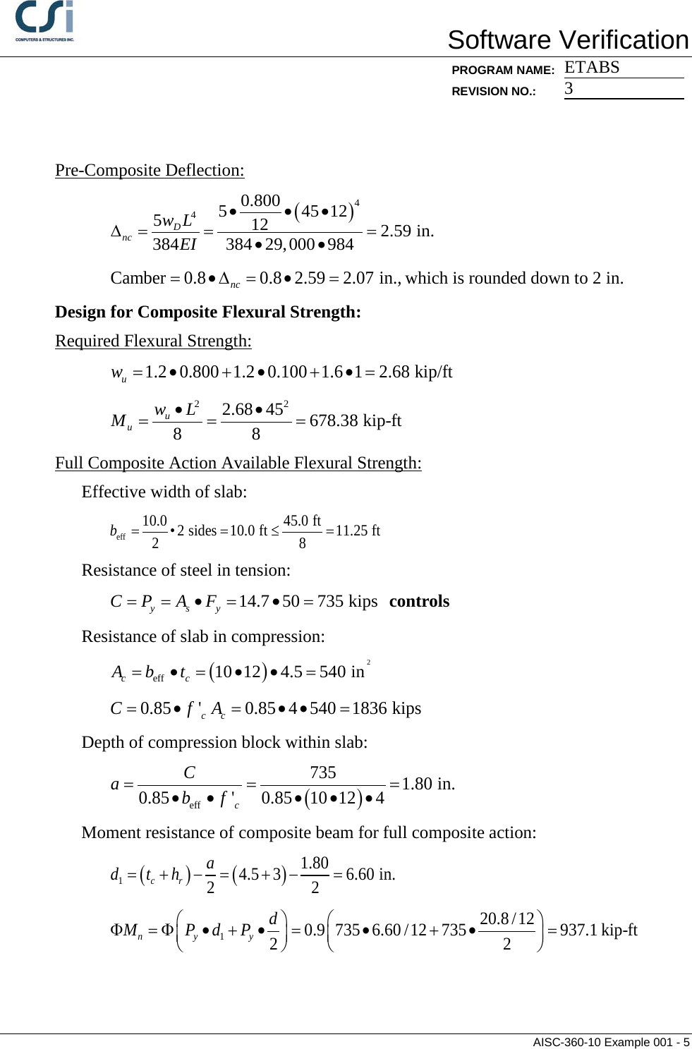 Page 5 of 9 - Contents AISC-360-10 Example 001