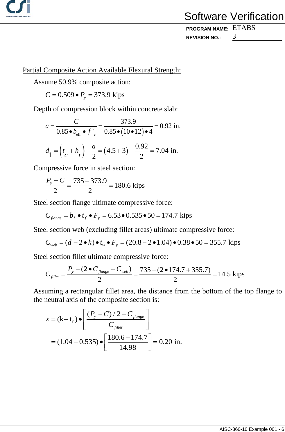 Page 6 of 9 - Contents AISC-360-10 Example 001