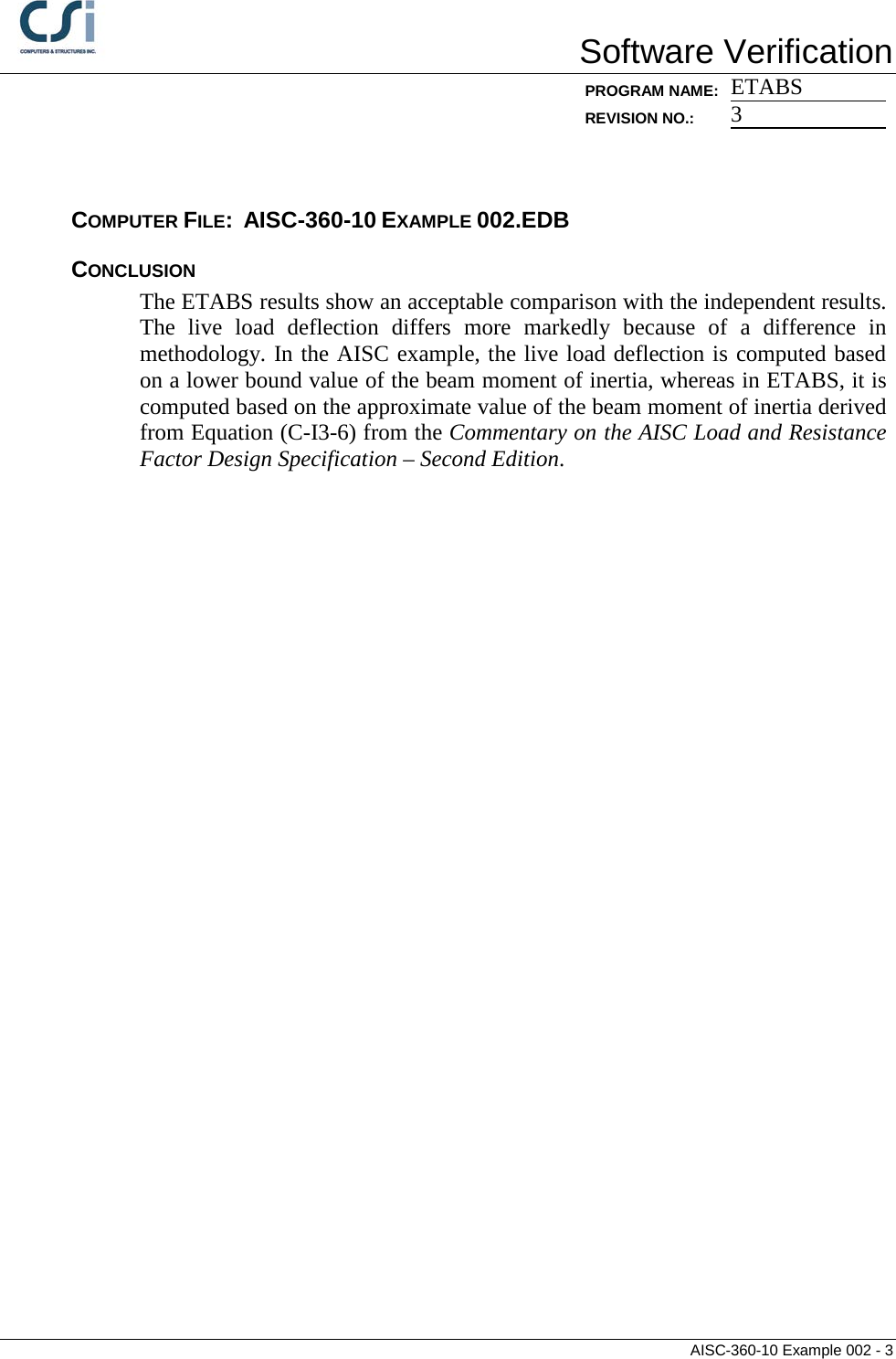 Page 3 of 8 - Contents AISC-360-10 Example 002