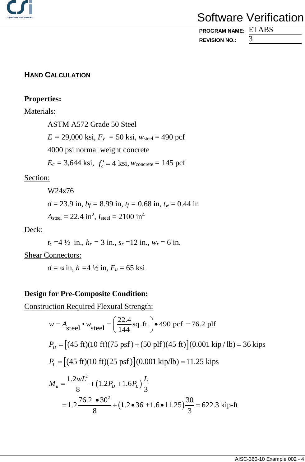 Page 4 of 8 - Contents AISC-360-10 Example 002