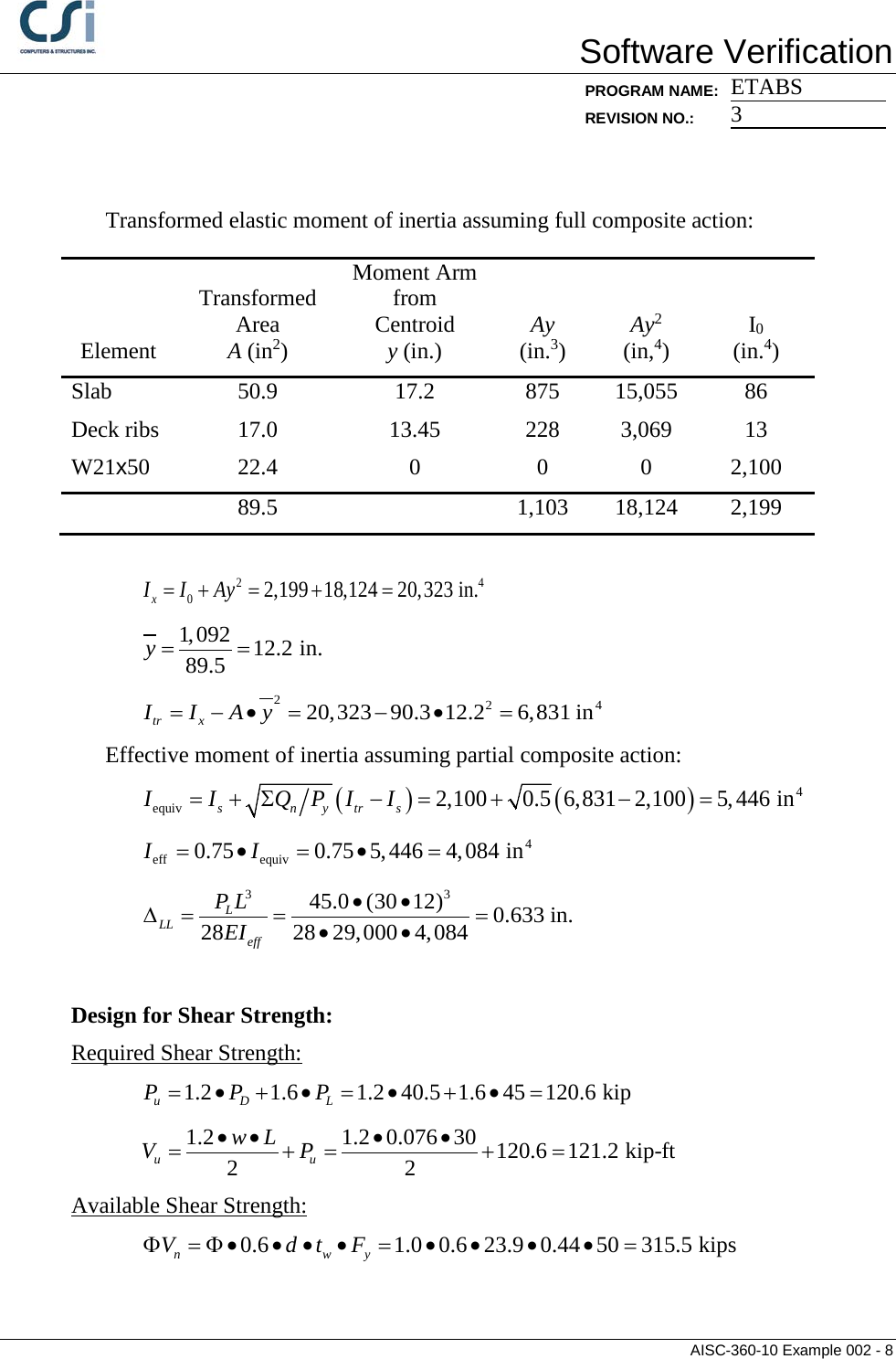 Page 8 of 8 - Contents AISC-360-10 Example 002