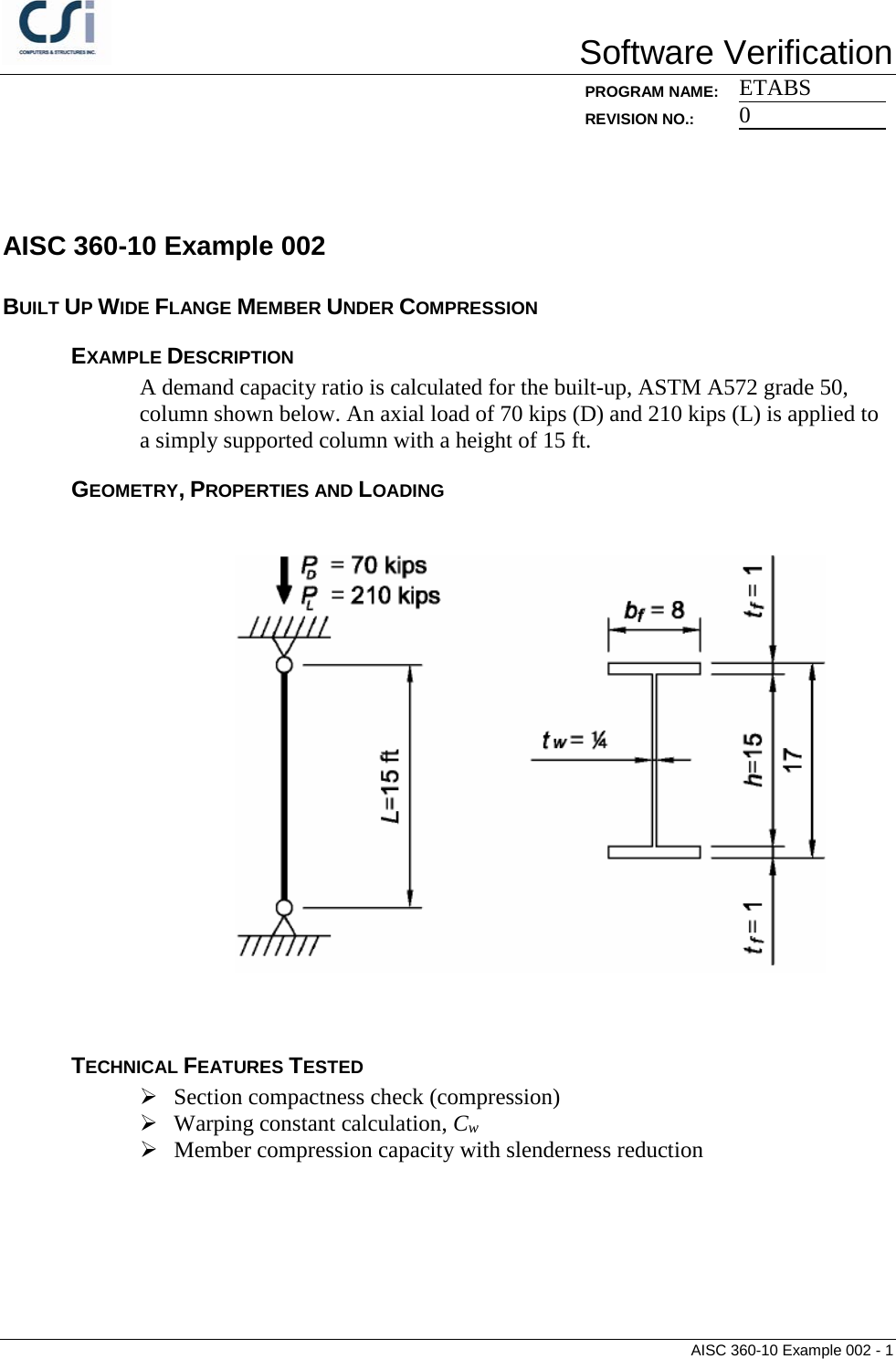 Page 1 of 6 - Contents AISC 360-10 Example 002