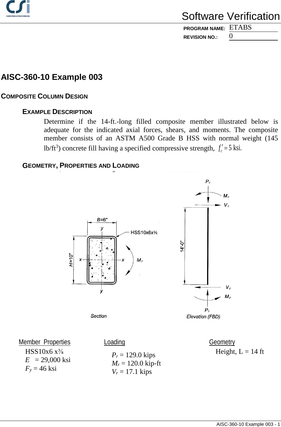 Page 1 of 4 - Contents AISC-360-10 Example 003