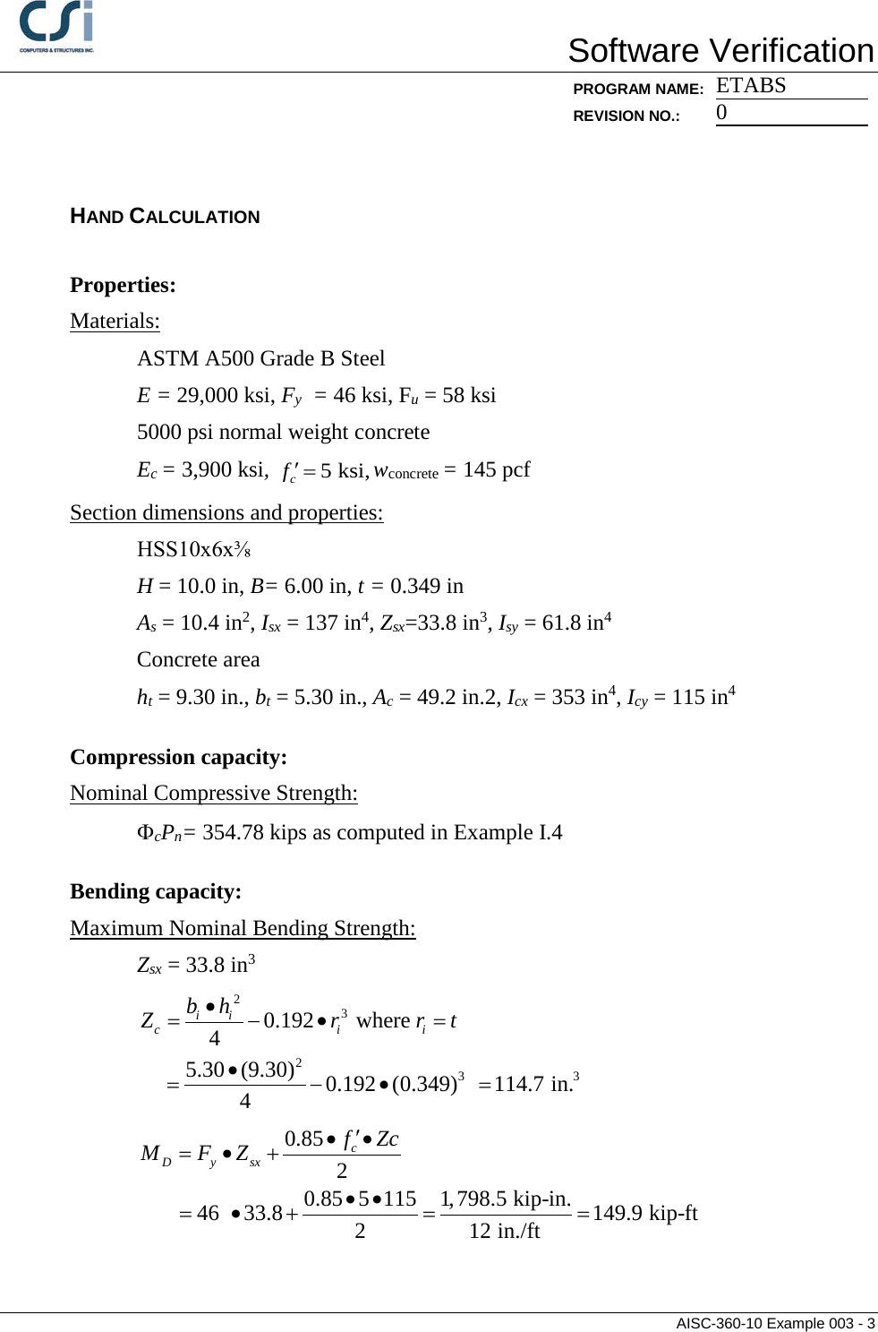 Page 3 of 4 - Contents AISC-360-10 Example 003