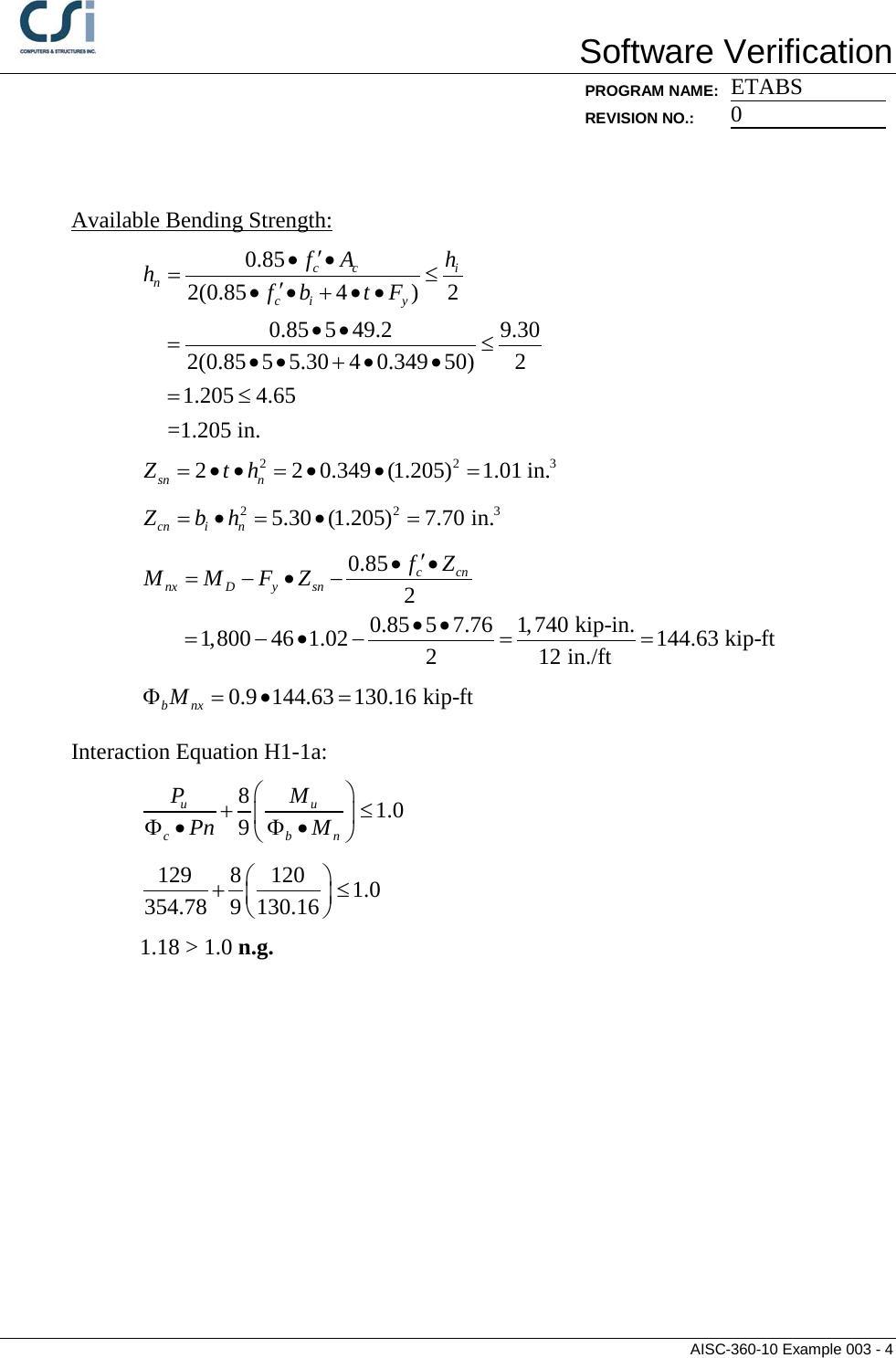 Page 4 of 4 - Contents AISC-360-10 Example 003