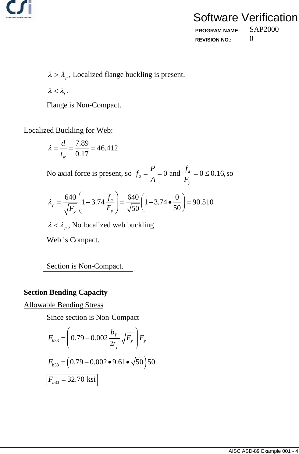 Page 4 of 5 - Contents AISC ASD-89 Example 001