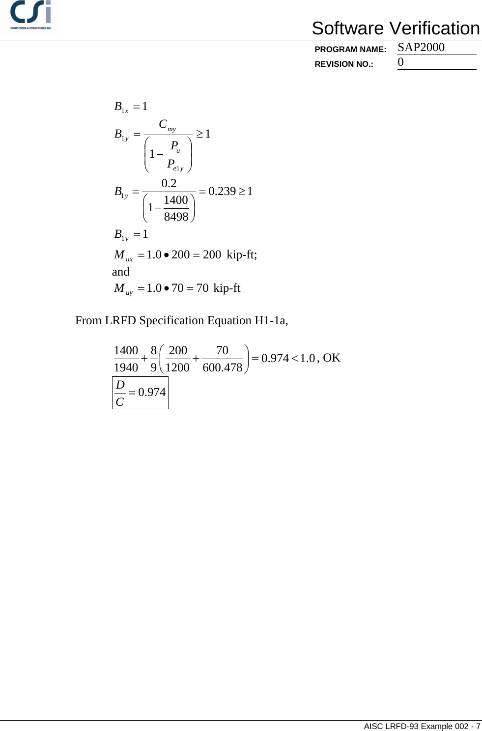 Page 7 of 7 - Contents AISC LRFD-93 Example 002