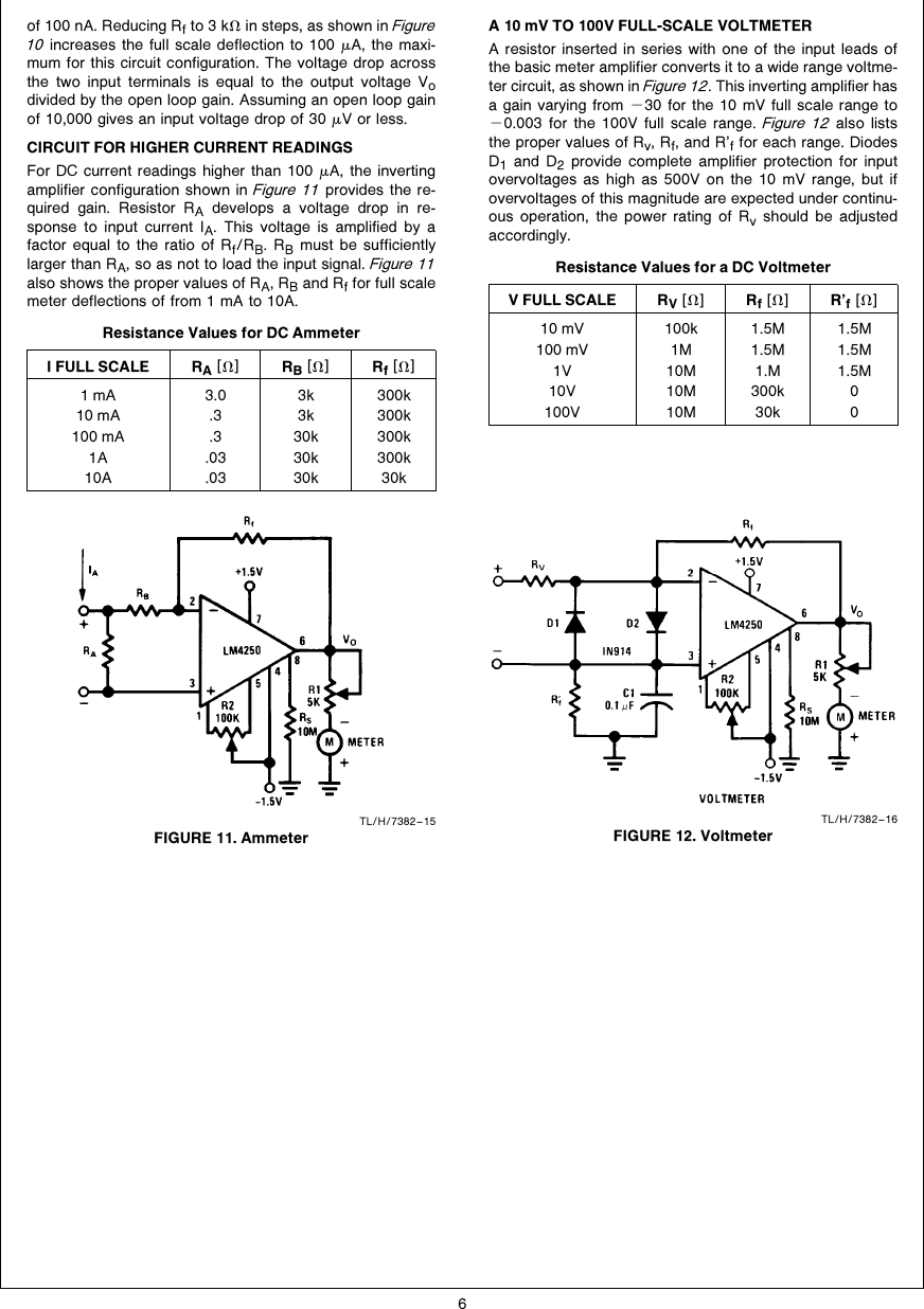 Page 6 of 10 - Micropower Circuits Using The LM4250 Programmable Op Amp AN-0071