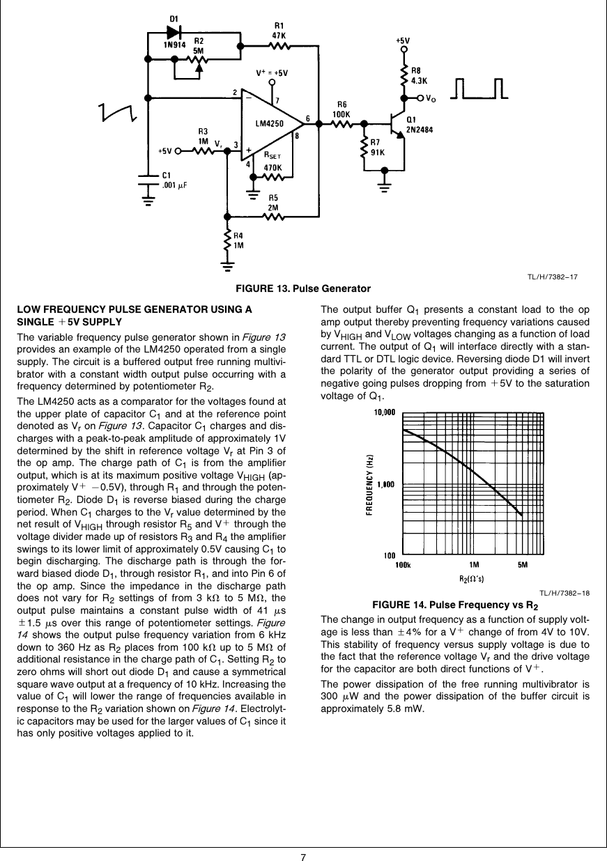 Page 7 of 10 - Micropower Circuits Using The LM4250 Programmable Op Amp AN-0071
