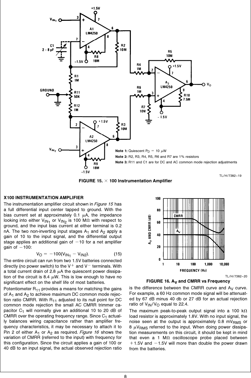 Page 8 of 10 - Micropower Circuits Using The LM4250 Programmable Op Amp AN-0071