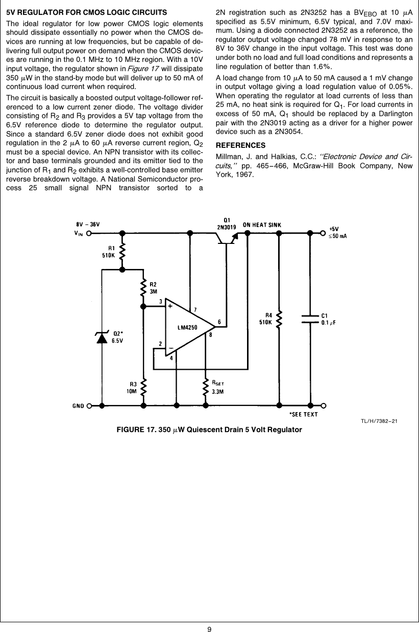 Page 9 of 10 - Micropower Circuits Using The LM4250 Programmable Op Amp AN-0071