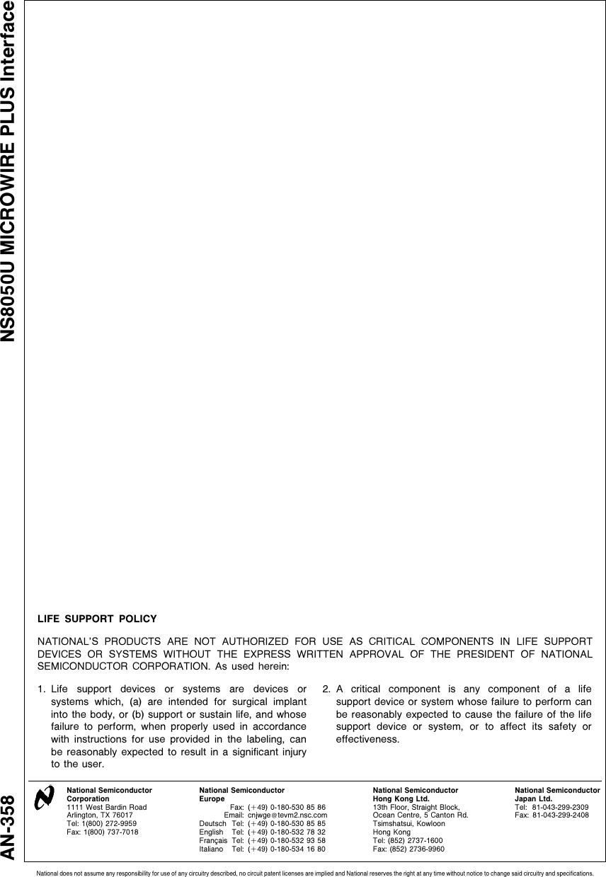 Page 6 of 6 - NS 8050U MICROWIRE PLUS Interface AN-0358