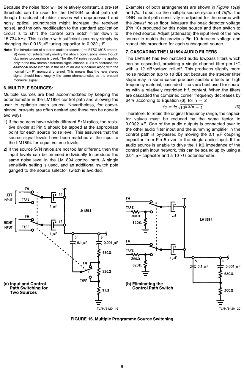 Page 8 of 10 - AN390 DNR - Applications Of The LM1894 AN-0390