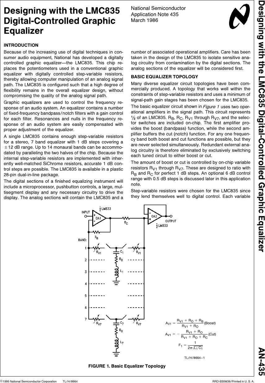Designing With The LMC835 Digital Controlled Graphic Equalizer AN 0435