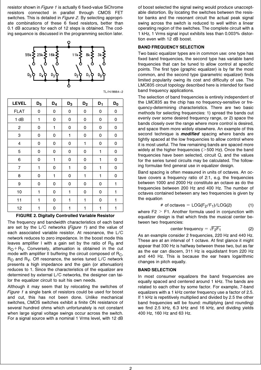 Designing With The LMC835 Digital Controlled Graphic Equalizer AN 0435