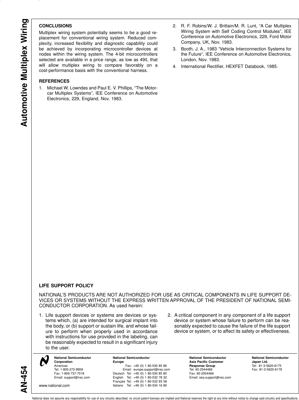 Page 4 of 4 - Application Note 454 Automotive Multiplex Wiring AN-0454