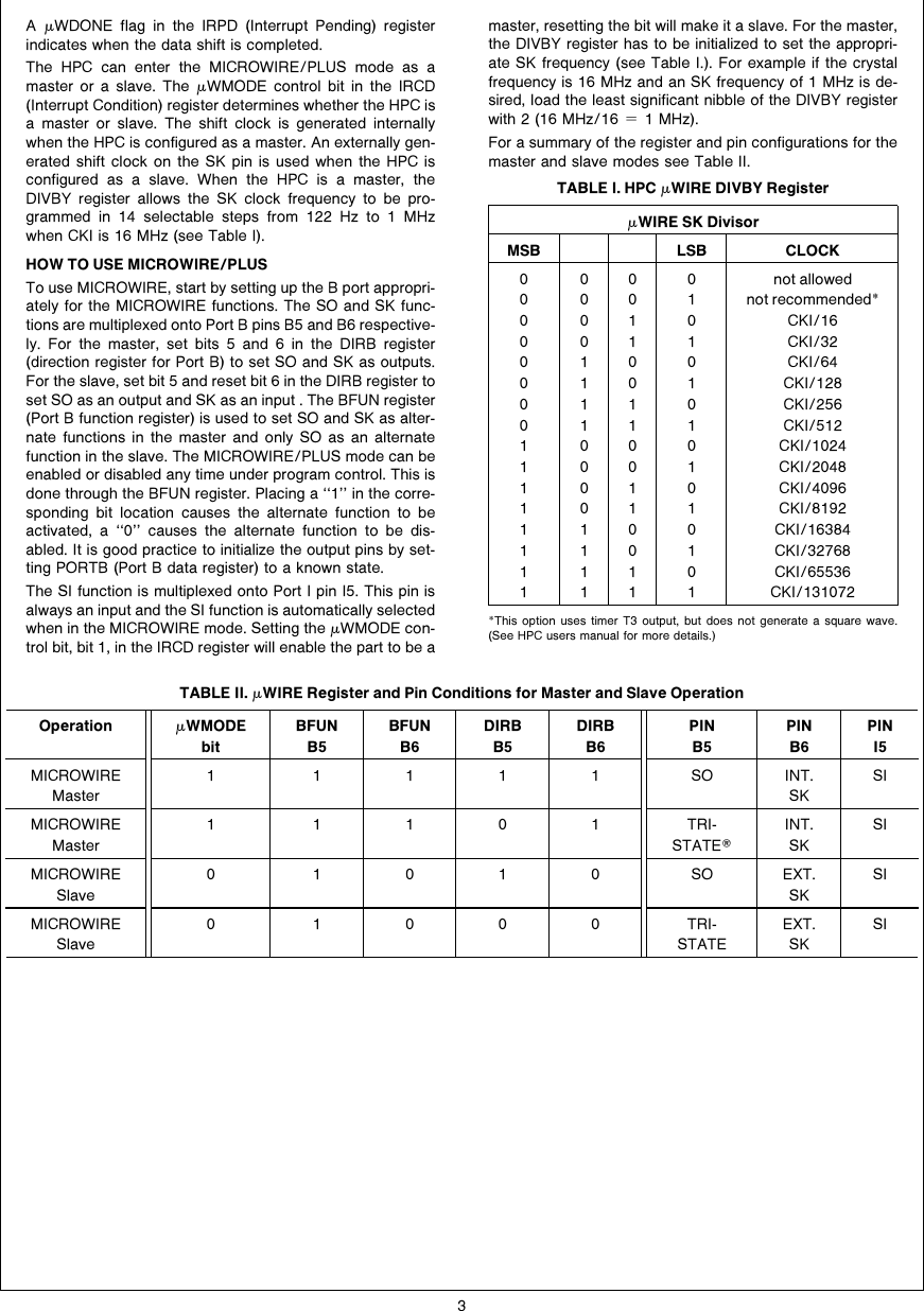 Page 3 of 8 - HPC MICROWIRE/PLUS Master-Slave Handshaking Protocol AN-0474