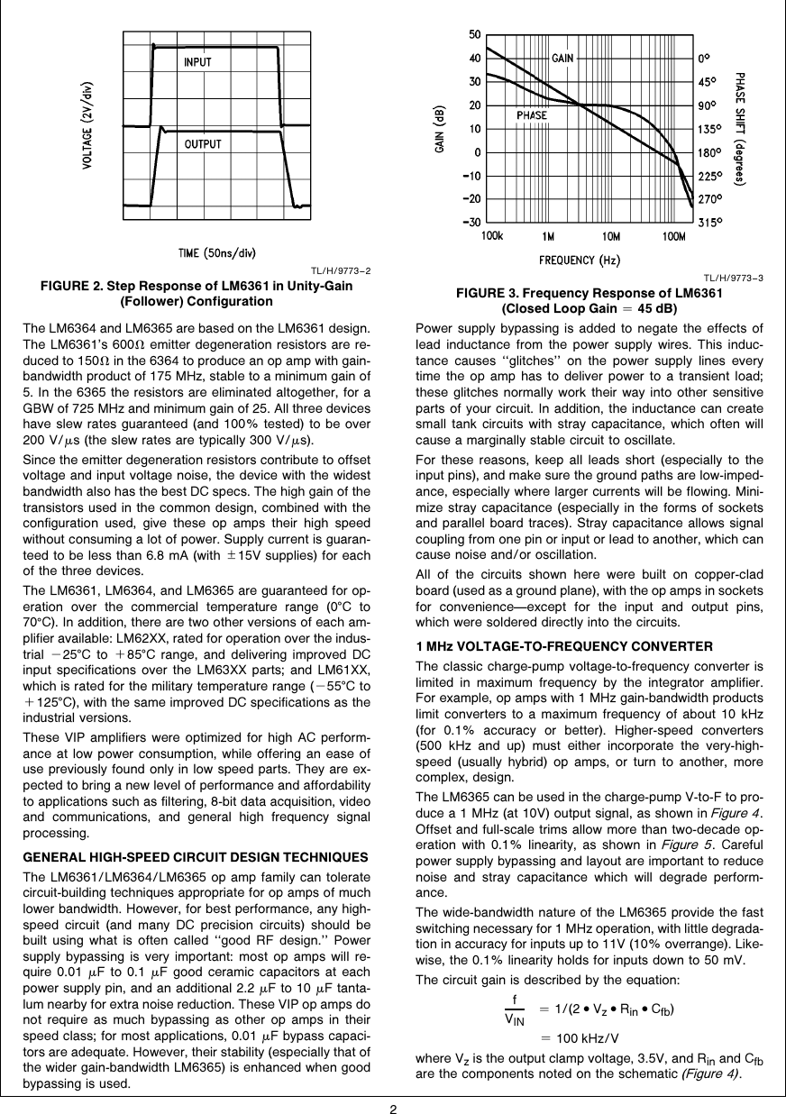 Page 2 of 6 - LM6361/LM6364/LM6365 Fast Op Amps Offer High Speed At Low Power Consumption AN-0549