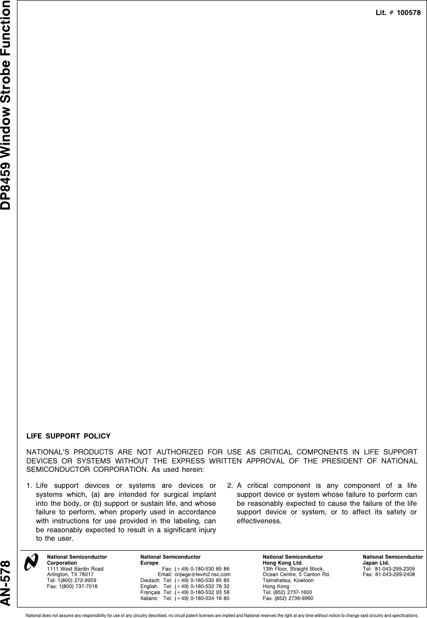 Page 10 of 10 - DP8459 Window Strobe Function AN-0578