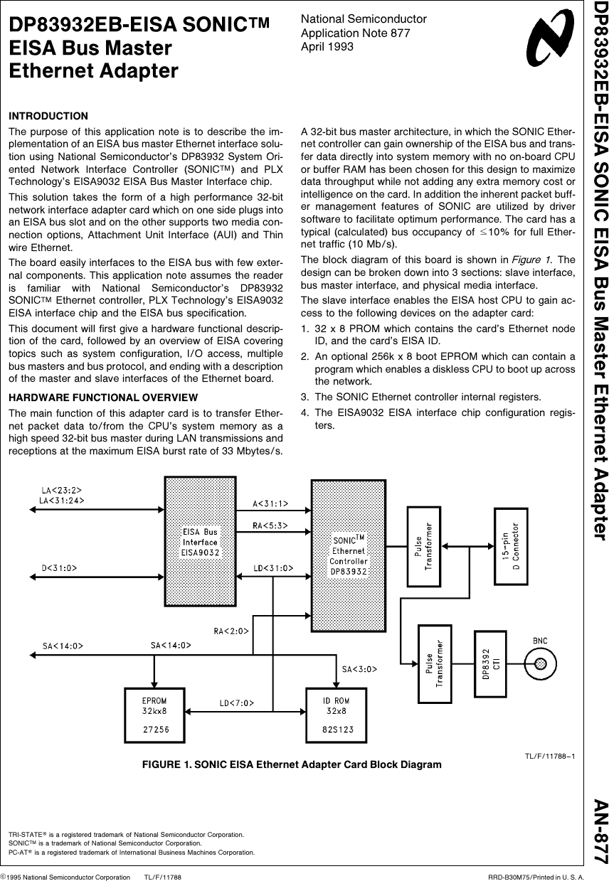 Page 1 of 12 - SONIC EISA Bus Master Ethernet Adapter AN-0877