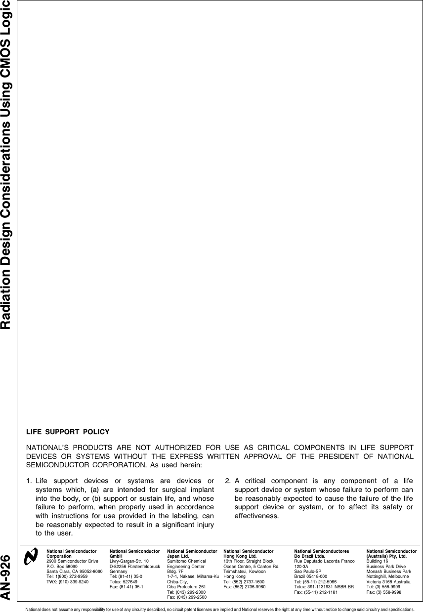 Page 10 of 10 - Radiation Design Considerations Using CMOS Logic AN-0926