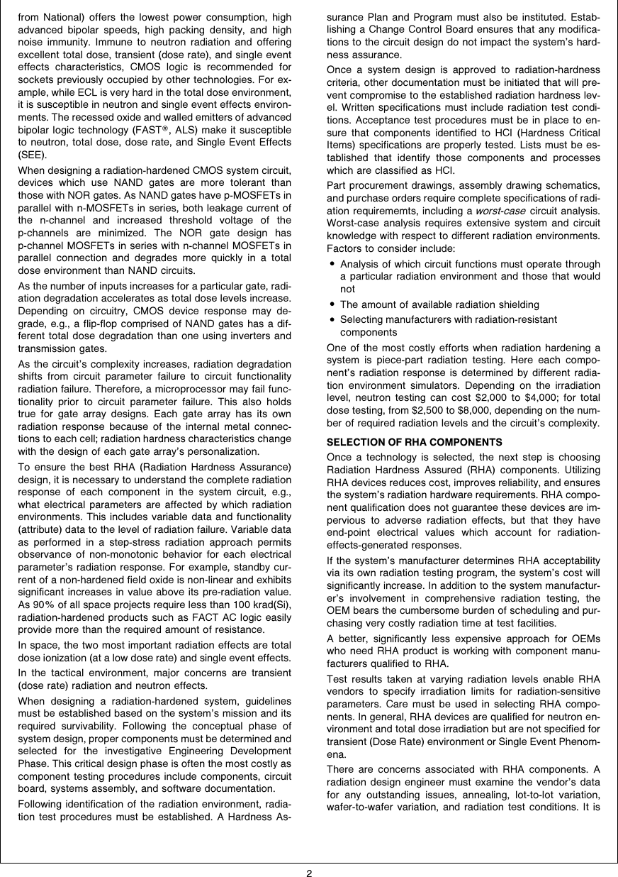 Page 2 of 10 - Radiation Design Considerations Using CMOS Logic AN-0926