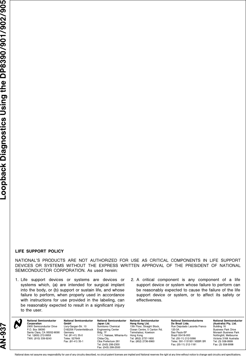 Page 12 of 12 - Loopback Diagnostics Using The DP8390/901/902/905 AN-0937
