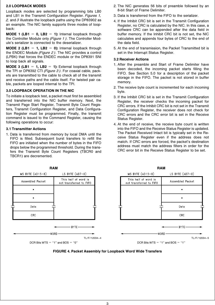 Page 3 of 12 - Loopback Diagnostics Using The DP8390/901/902/905 AN-0937
