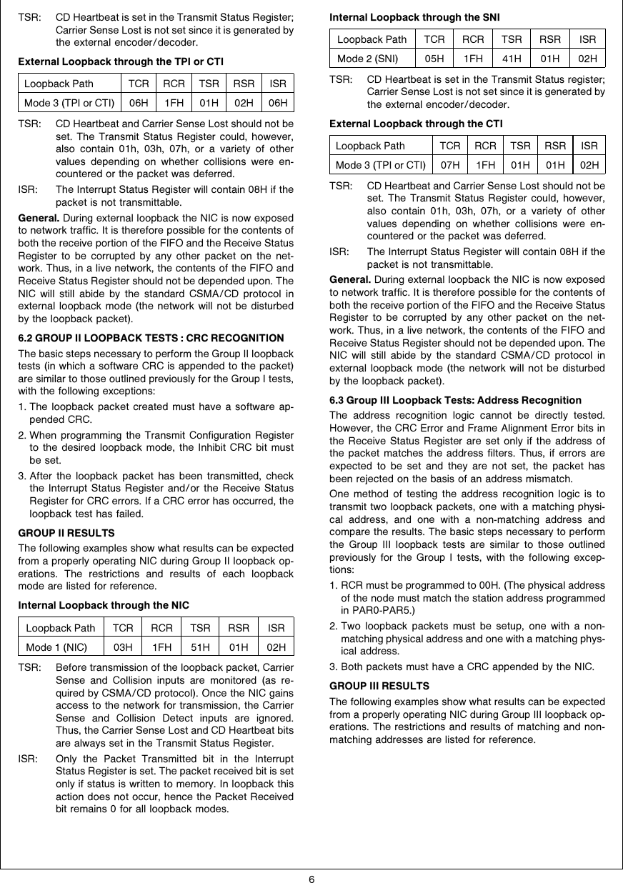 Page 6 of 12 - Loopback Diagnostics Using The DP8390/901/902/905 AN-0937