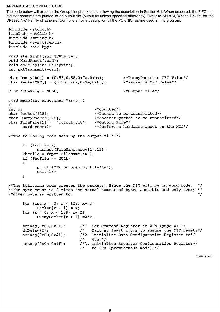 Page 8 of 12 - Loopback Diagnostics Using The DP8390/901/902/905 AN-0937