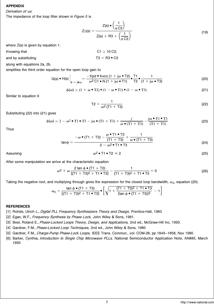 Page 7 of 8 - An Analysis And Performance Evaluation Of A Passive Filter Design Technique For Charge Pump PLL's AN-1001