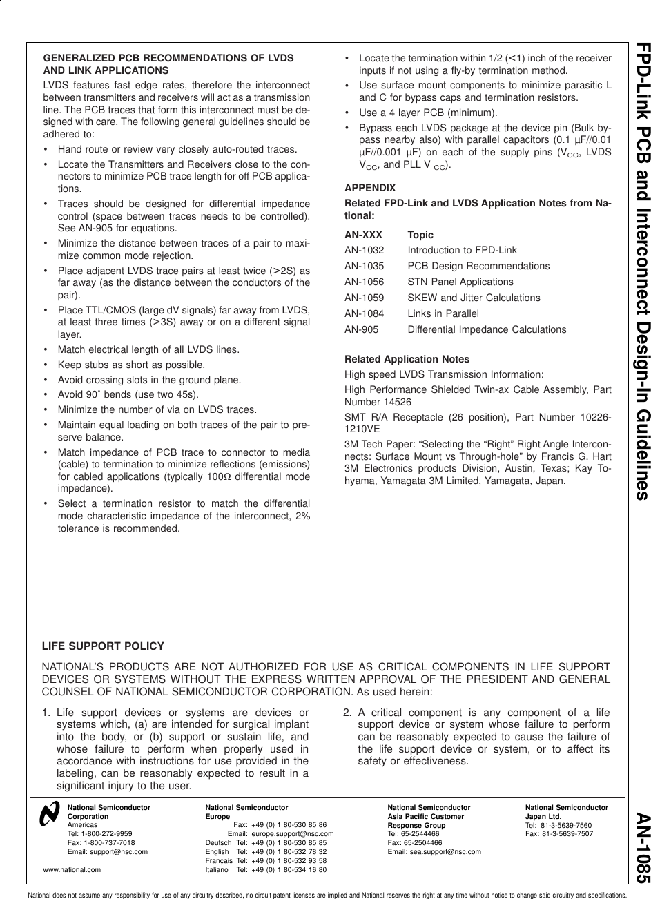 Page 11 of 11 - Application Note 1085 FPD-Link PCB And Interconnect Design-In Guidelines AN-1085