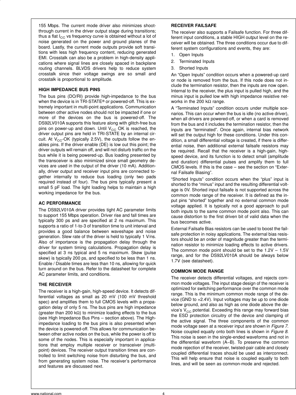 Page 4 of 6 - Application Note 1115 DS92LV010A Bus LVDS Transceiver Ushers In A New Era Of High-Performance Backplane Design AN-1115