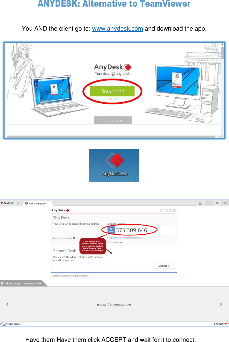 Page 1 of 3 - ANYDESK User Instructions PDF
