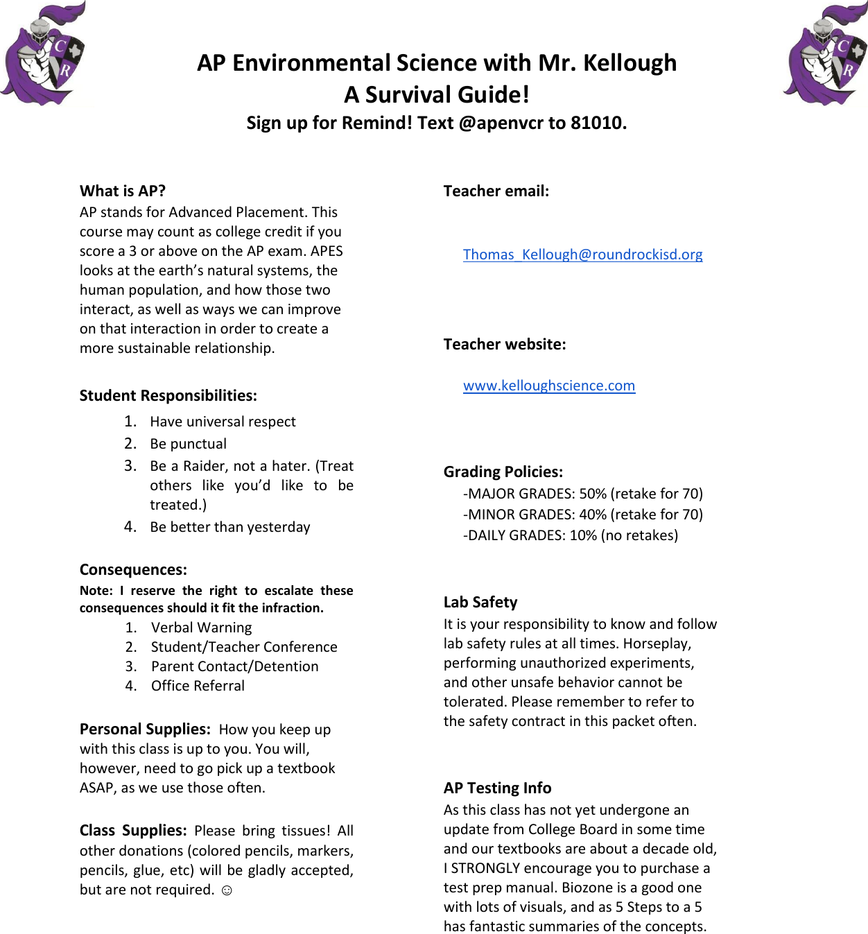 Page 1 of 4 - APES Survival Guide 2018-2019