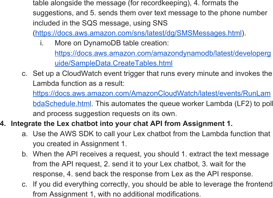 Page 3 of 5 - AWS-Cloud-Dining-Concierge-Chatbot-Part2-Instructions