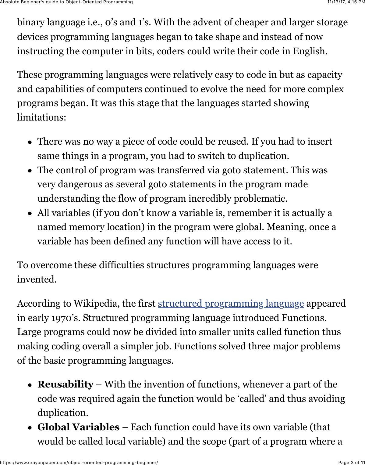 Page 3 of 11 - Absolute Beginner's Guide To Object-Oriented Programming