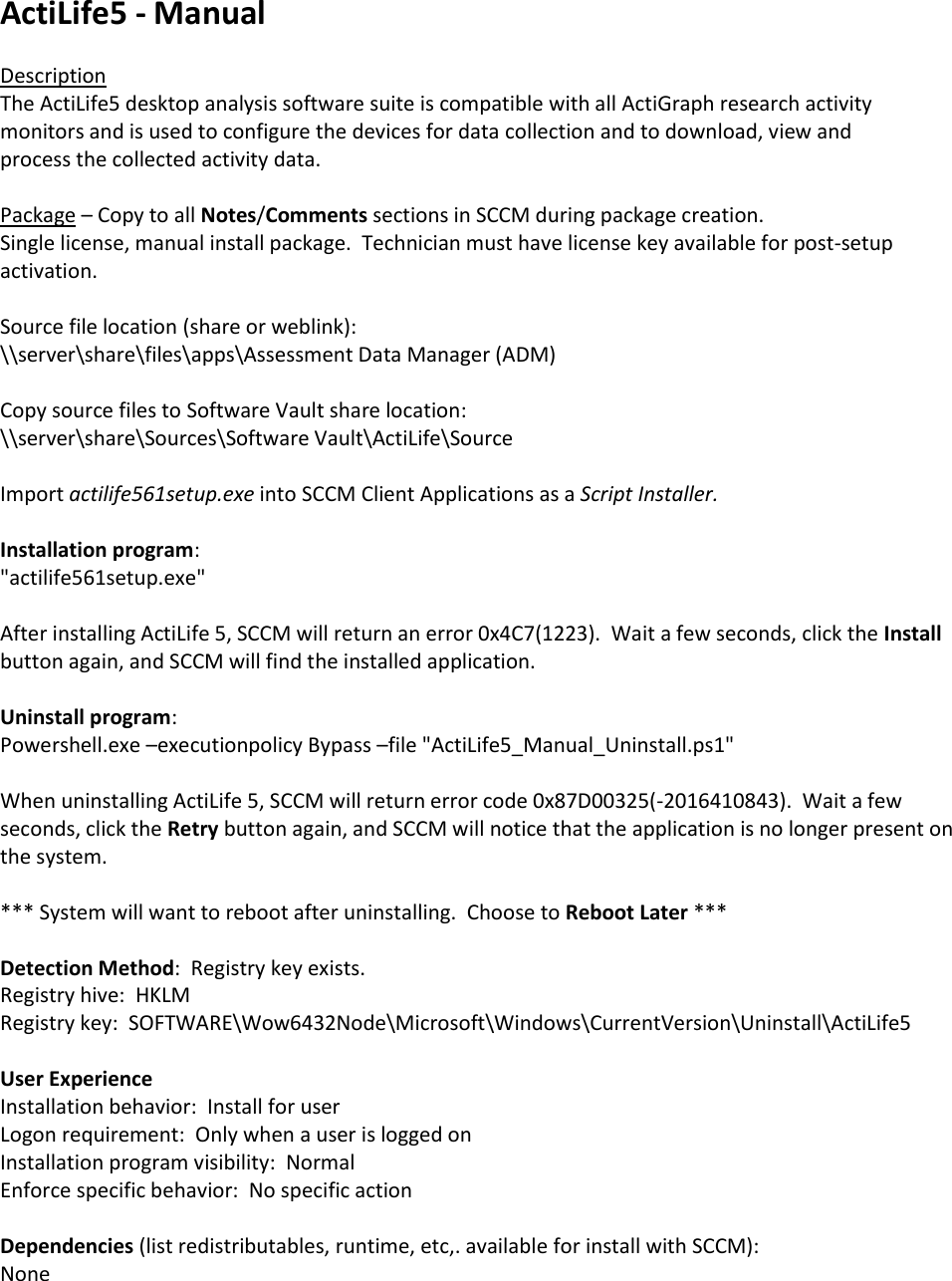 Page 1 of 6 - Acti Life5 Manual