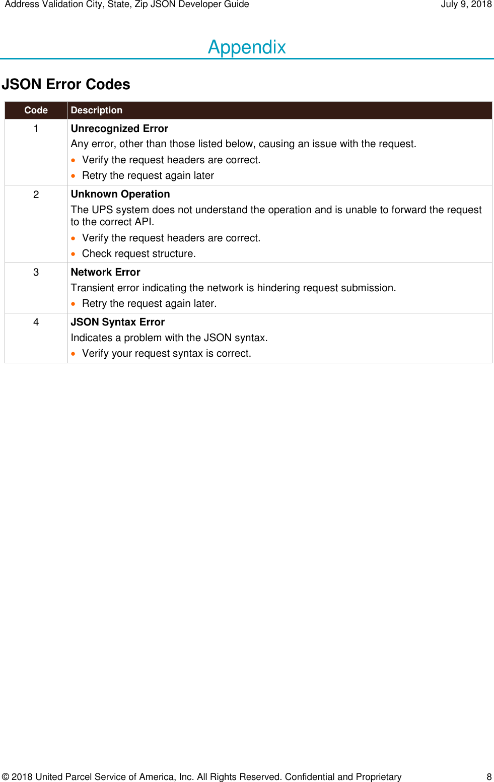 Page 8 of 8 - Address Validation City, State, Zip JSON Developer Guide