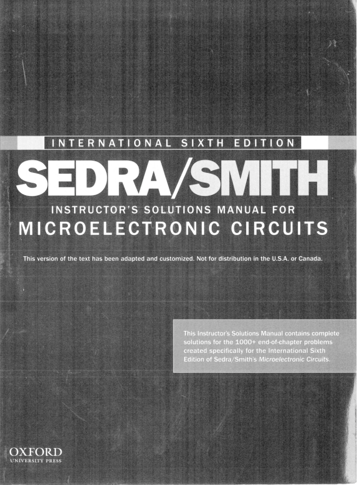 Adel S. Sedra, C. Smith Instructor's Solution Manual For