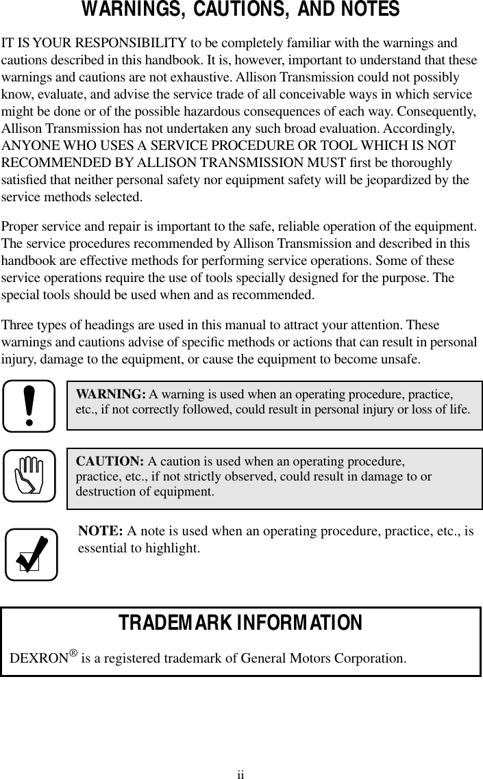 Allison ht740 service manual number