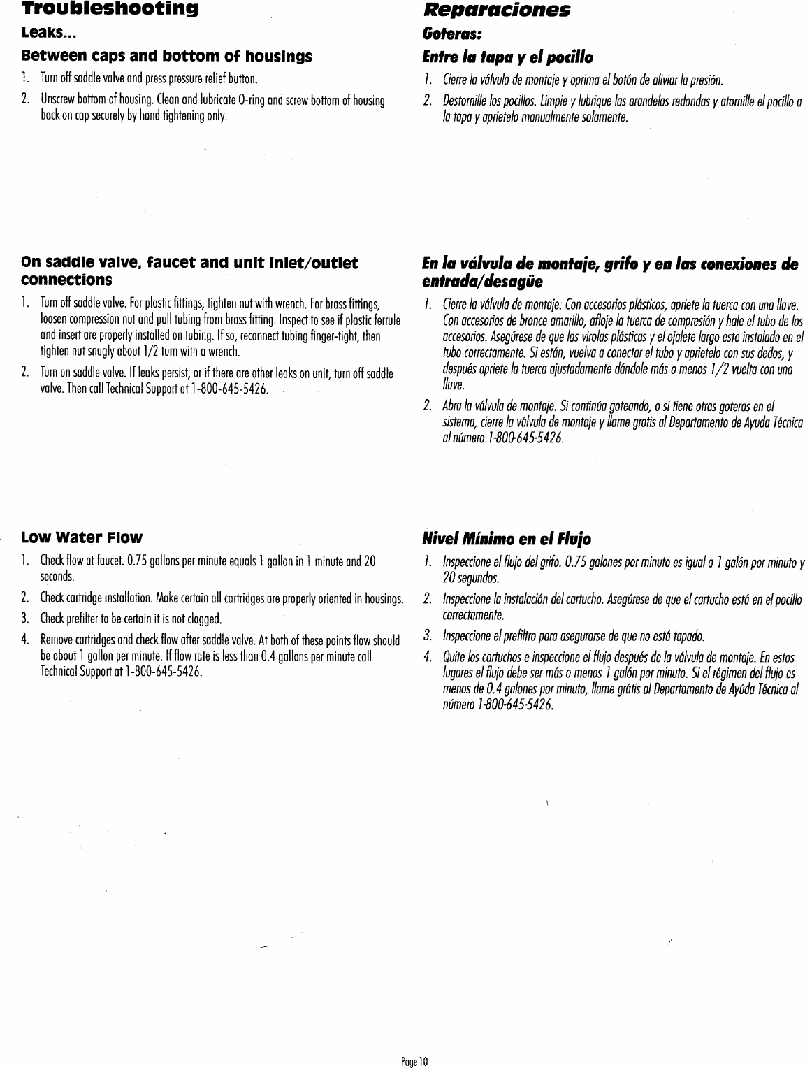 Page 10 of 12 - Ametek Kleen-Plus SY-5167 Water Filter Installation & Operating Instructions Manual