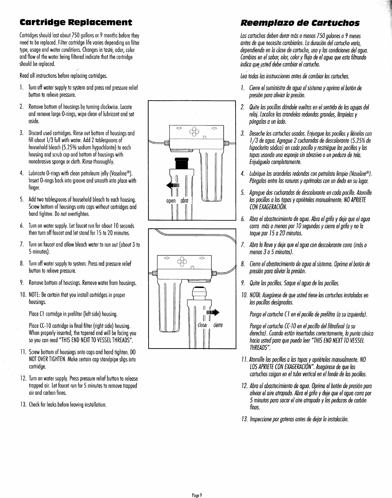 Page 9 of 12 - Ametek Kleen-Plus SY-5167 Water Filter Installation & Operating Instructions Manual