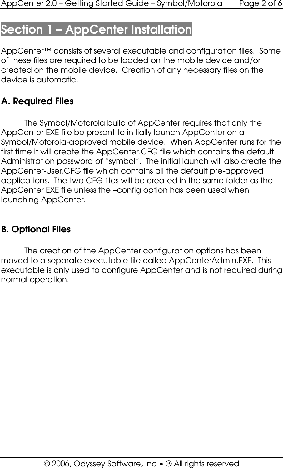 Page 3 of 6 - AppCenter 2.0 WM Getting Started Guide _Symbol-Motorola_ App Center (Symbol-Motorola)