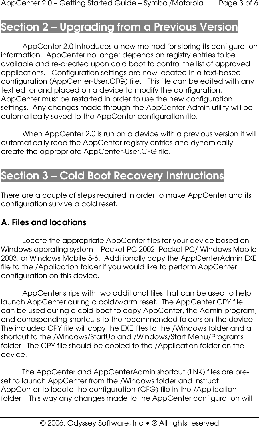 Page 4 of 6 - AppCenter 2.0 WM Getting Started Guide _Symbol-Motorola_ App Center (Symbol-Motorola)