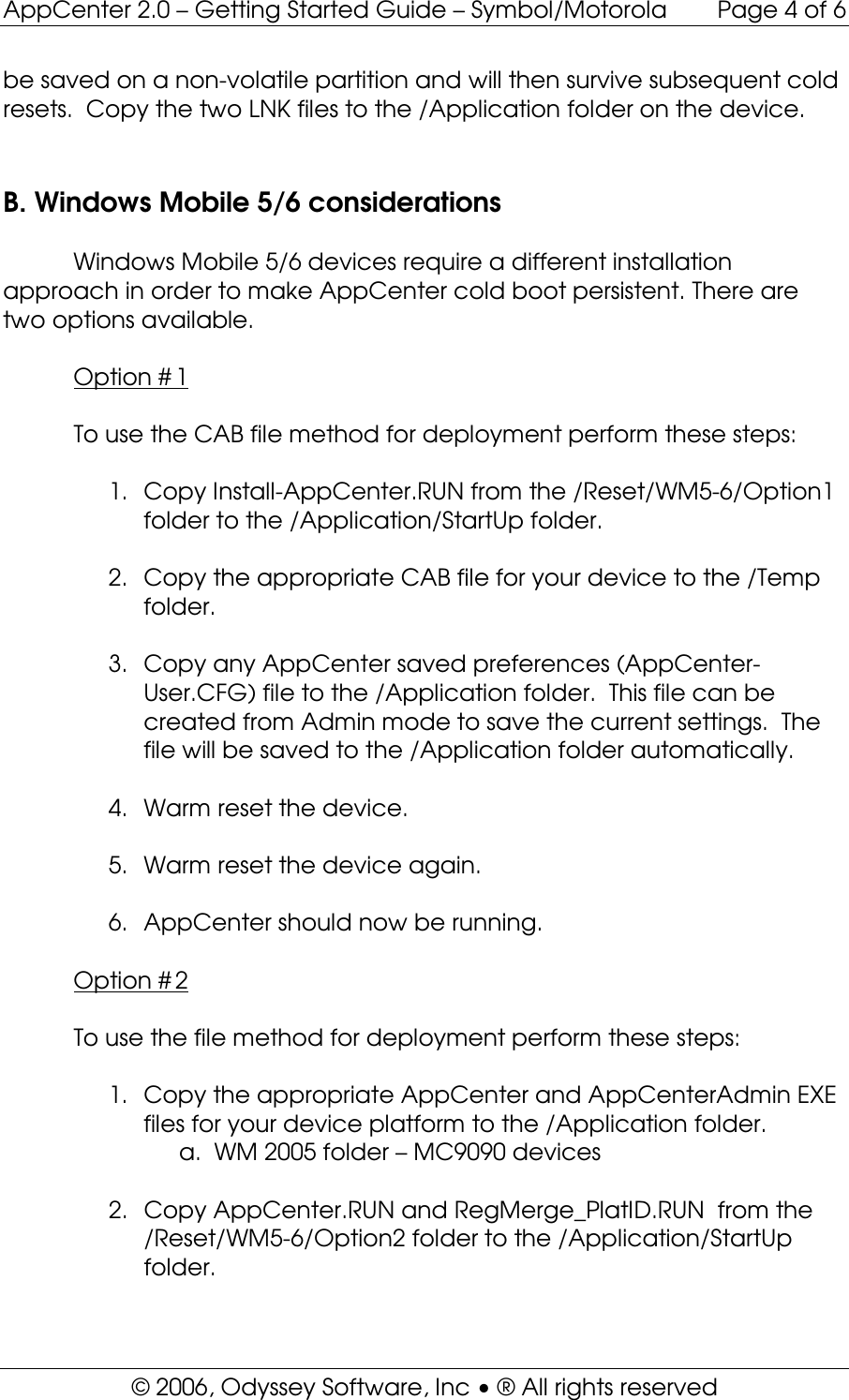 Page 5 of 6 - AppCenter 2.0 WM Getting Started Guide _Symbol-Motorola_ App Center (Symbol-Motorola)